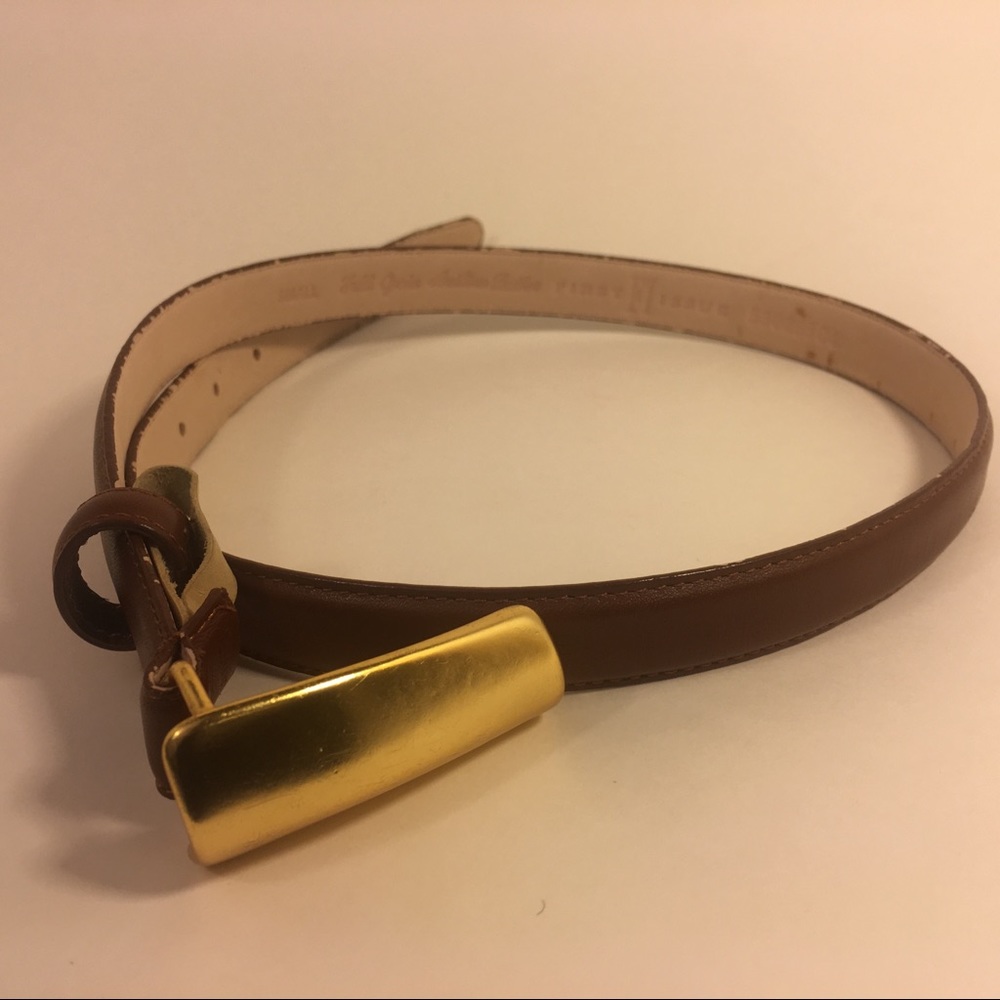 Rare Vintage Gold Full Grain Leather Waist Belt